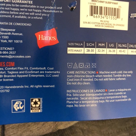 Hanes Men’s Jogger Sleep Pants *** NWT Size 2XL - Picture 4 of 5